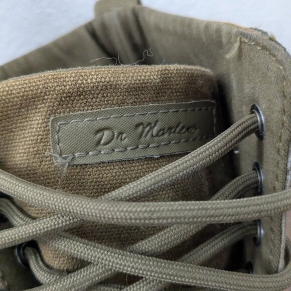 Dr Martens Combs Men 9 / Womens 10 EU 42 Olive Green Canvas Lace Up Combat Boots - Picture 3 of 9